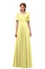 ColsBM Storm Daffodil Bridesmaid Dresses Lace up V-neck Short Sleeve Floor Length A-line Glamorous