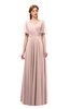 ColsBM Storm Dusty Rose Bridesmaid Dresses Lace up V-neck Short Sleeve Floor Length A-line Glamorous