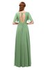 ColsBM Storm Fair Green Bridesmaid Dresses Lace up V-neck Short Sleeve Floor Length A-line Glamorous