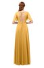 ColsBM Storm Golden Cream Bridesmaid Dresses Lace up V-neck Short Sleeve Floor Length A-line Glamorous