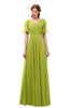 ColsBM Storm Green Oasis Bridesmaid Dresses Lace up V-neck Short Sleeve Floor Length A-line Glamorous