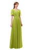 ColsBM Storm Green Oasis Bridesmaid Dresses Lace up V-neck Short Sleeve Floor Length A-line Glamorous