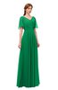 ColsBM Storm Green Bridesmaid Dresses Lace up V-neck Short Sleeve Floor Length A-line Glamorous