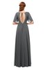 ColsBM Storm Grey Bridesmaid Dresses Lace up V-neck Short Sleeve Floor Length A-line Glamorous