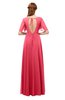 ColsBM Storm Guava Bridesmaid Dresses Lace up V-neck Short Sleeve Floor Length A-line Glamorous