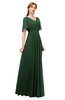 ColsBM Storm Hunter Green Bridesmaid Dresses Lace up V-neck Short Sleeve Floor Length A-line Glamorous