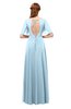 ColsBM Storm Ice Blue Bridesmaid Dresses Lace up V-neck Short Sleeve Floor Length A-line Glamorous