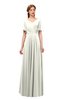 ColsBM Storm Ivory Bridesmaid Dresses Lace up V-neck Short Sleeve Floor Length A-line Glamorous