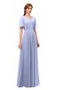 ColsBM Storm Lavender Bridesmaid Dresses Lace up V-neck Short Sleeve Floor Length A-line Glamorous