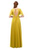 ColsBM Storm Lemon Curry Bridesmaid Dresses Lace up V-neck Short Sleeve Floor Length A-line Glamorous