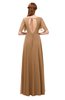 ColsBM Storm Light Brown Bridesmaid Dresses Lace up V-neck Short Sleeve Floor Length A-line Glamorous