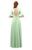ColsBM Storm Light Green Bridesmaid Dresses Lace up V-neck Short Sleeve Floor Length A-line Glamorous