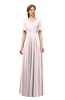 ColsBM Storm Light Pink Bridesmaid Dresses Lace up V-neck Short Sleeve Floor Length A-line Glamorous