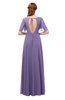 ColsBM Storm Lilac Bridesmaid Dresses Lace up V-neck Short Sleeve Floor Length A-line Glamorous