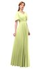 ColsBM Storm Lime Green Bridesmaid Dresses Lace up V-neck Short Sleeve Floor Length A-line Glamorous