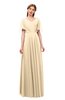 ColsBM Storm Marzipan Bridesmaid Dresses Lace up V-neck Short Sleeve Floor Length A-line Glamorous