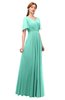 ColsBM Storm Mint Green Bridesmaid Dresses Lace up V-neck Short Sleeve Floor Length A-line Glamorous