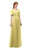 ColsBM Storm Misted Yellow Bridesmaid Dresses Lace up V-neck Short Sleeve Floor Length A-line Glamorous