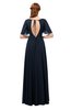 ColsBM Storm Navy Blue Bridesmaid Dresses Lace up V-neck Short Sleeve Floor Length A-line Glamorous