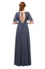 ColsBM Storm Nightshadow Blue Bridesmaid Dresses Lace up V-neck Short Sleeve Floor Length A-line Glamorous