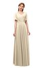 ColsBM Storm Novelle Peach Bridesmaid Dresses Lace up V-neck Short Sleeve Floor Length A-line Glamorous