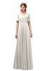 ColsBM Storm Off White Bridesmaid Dresses Lace up V-neck Short Sleeve Floor Length A-line Glamorous