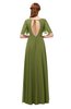 ColsBM Storm Olive Green Bridesmaid Dresses Lace up V-neck Short Sleeve Floor Length A-line Glamorous