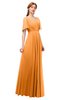 ColsBM Storm Orange Bridesmaid Dresses Lace up V-neck Short Sleeve Floor Length A-line Glamorous