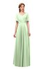 ColsBM Storm Pale Green Bridesmaid Dresses Lace up V-neck Short Sleeve Floor Length A-line Glamorous