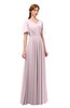 ColsBM Storm Pale Lilac Bridesmaid Dresses Lace up V-neck Short Sleeve Floor Length A-line Glamorous
