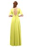 ColsBM Storm Pale Yellow Bridesmaid Dresses Lace up V-neck Short Sleeve Floor Length A-line Glamorous