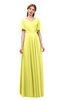 ColsBM Storm Pale Yellow Bridesmaid Dresses Lace up V-neck Short Sleeve Floor Length A-line Glamorous