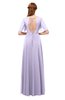 ColsBM Storm Pastel Lilac Bridesmaid Dresses Lace up V-neck Short Sleeve Floor Length A-line Glamorous