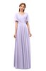 ColsBM Storm Pastel Lilac Bridesmaid Dresses Lace up V-neck Short Sleeve Floor Length A-line Glamorous