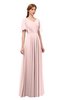 ColsBM Storm Pastel Pink Bridesmaid Dresses Lace up V-neck Short Sleeve Floor Length A-line Glamorous