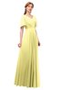 ColsBM Storm Pastel Yellow Bridesmaid Dresses Lace up V-neck Short Sleeve Floor Length A-line Glamorous