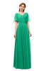 ColsBM Storm Pepper Green Bridesmaid Dresses Lace up V-neck Short Sleeve Floor Length A-line Glamorous