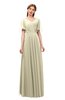 ColsBM Storm Putty Bridesmaid Dresses Lace up V-neck Short Sleeve Floor Length A-line Glamorous