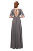 ColsBM Storm Ridge Grey Bridesmaid Dresses Lace up V-neck Short Sleeve Floor Length A-line Glamorous