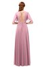 ColsBM Storm Rosebloom Bridesmaid Dresses Lace up V-neck Short Sleeve Floor Length A-line Glamorous