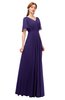 ColsBM Storm Royal Purple Bridesmaid Dresses Lace up V-neck Short Sleeve Floor Length A-line Glamorous