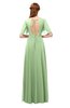 ColsBM Storm Sage Green Bridesmaid Dresses Lace up V-neck Short Sleeve Floor Length A-line Glamorous