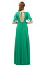 ColsBM Storm Sea Green Bridesmaid Dresses Lace up V-neck Short Sleeve Floor Length A-line Glamorous