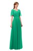 ColsBM Storm Sea Green Bridesmaid Dresses Lace up V-neck Short Sleeve Floor Length A-line Glamorous