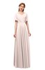 ColsBM Storm Silver Peony Bridesmaid Dresses Lace up V-neck Short Sleeve Floor Length A-line Glamorous