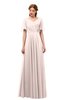 ColsBM Storm Silver Peony Bridesmaid Dresses Lace up V-neck Short Sleeve Floor Length A-line Glamorous