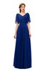 ColsBM Storm Sodalite Blue Bridesmaid Dresses Lace up V-neck Short Sleeve Floor Length A-line Glamorous