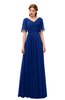 ColsBM Storm Sodalite Blue Bridesmaid Dresses Lace up V-neck Short Sleeve Floor Length A-line Glamorous
