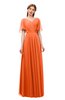 ColsBM Storm Tangerine Bridesmaid Dresses Lace up V-neck Short Sleeve Floor Length A-line Glamorous