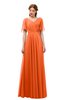 ColsBM Storm Tangerine Bridesmaid Dresses Lace up V-neck Short Sleeve Floor Length A-line Glamorous